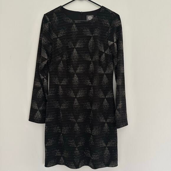 NWT Vince Camuto Simmer Sequin Black and Gold Dress Size 10 - Picture 3 of 8